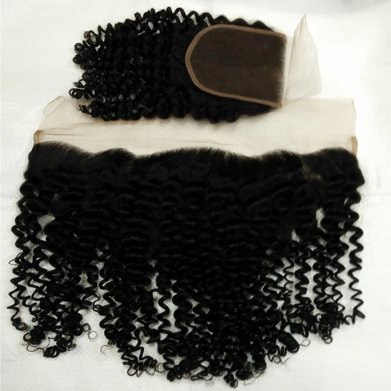 

unprocessed virgin hair afro kinky curly tie curl deep curly Brazilian human hair closure ear to ear swiss lace frontal closure