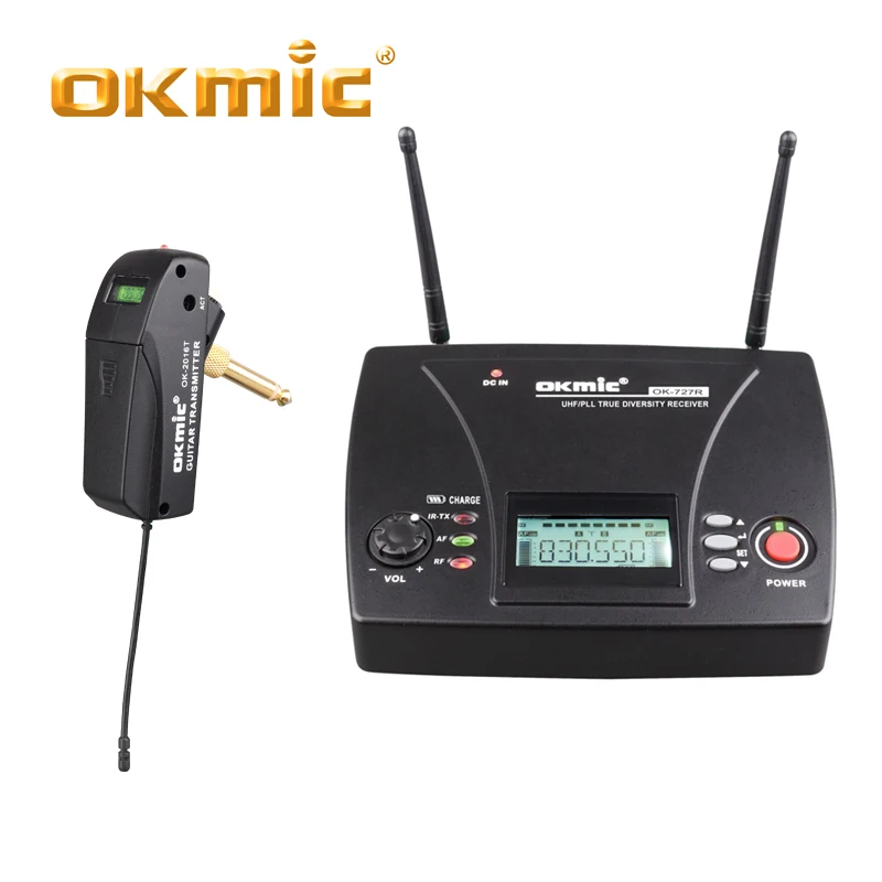 

Hot selling uhf/pll guitar wireless receiver and transmitter 2 uhf wireless microphone, Black