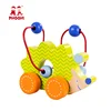 Educational toy children push along animal racing wooden bead maze for kids 1+