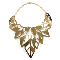 

Elegant Hollow Out Leaf Choker Necklaces For Women Punk Collar Big Statement Necklaces Torque Maxi Jewelry Gold Plated