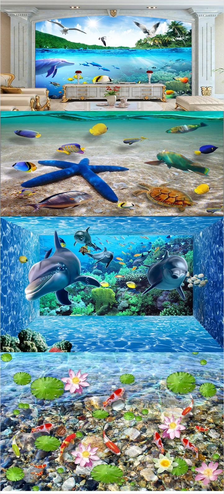 2017 流行趋势 3d 效果壁画卧室壁纸天花板壁纸