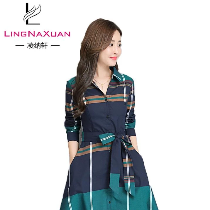 

fashion casual red plaid winter dress long sleeve for women, Picture