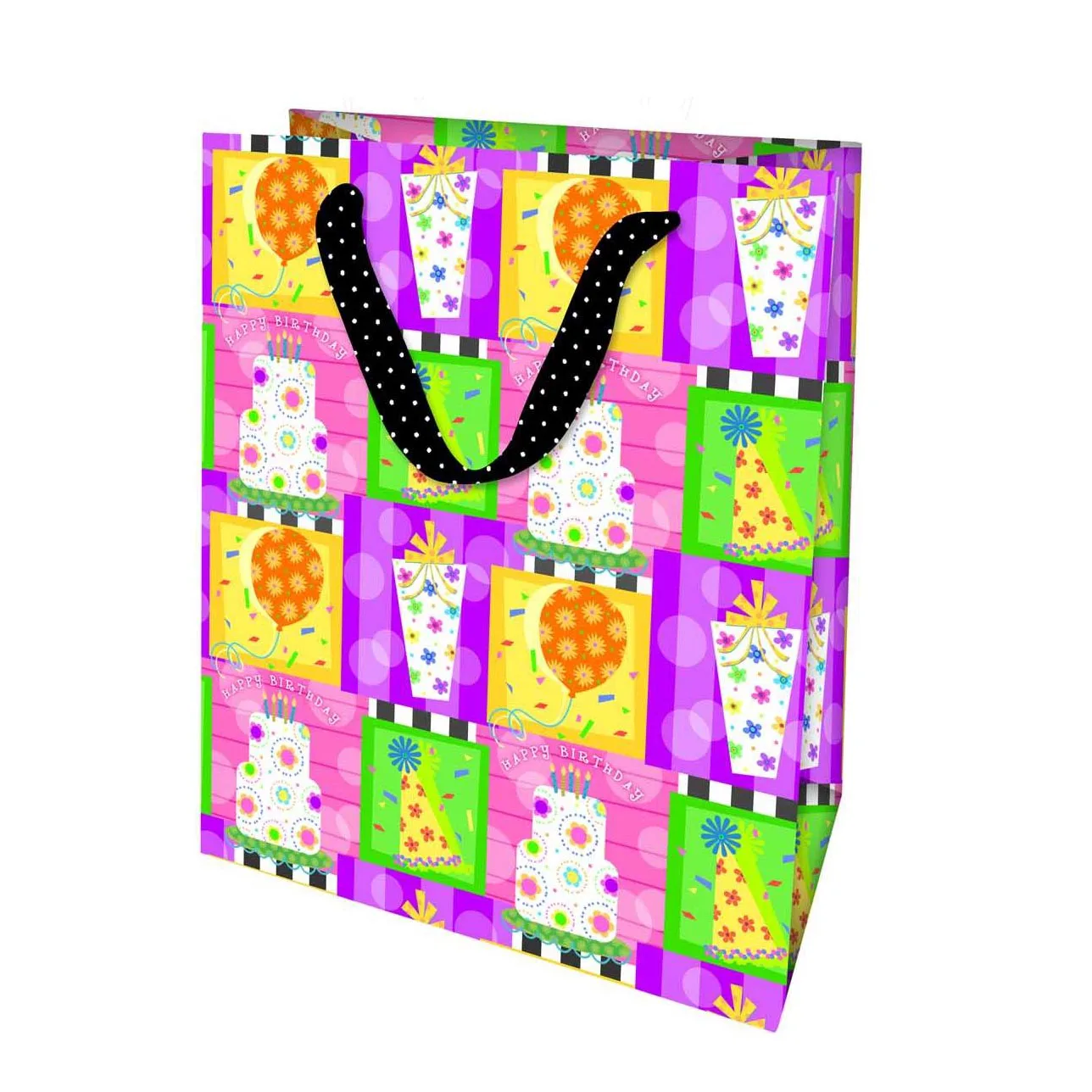 Low Price Yellow Hot Stamping Full Character Party Birthday Gift Bags With Label