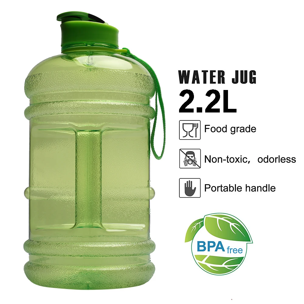 Wholesale Bpa Free Plastic Water Jug 2.2l Big Capacity Sport Bottle Leakproof Container With