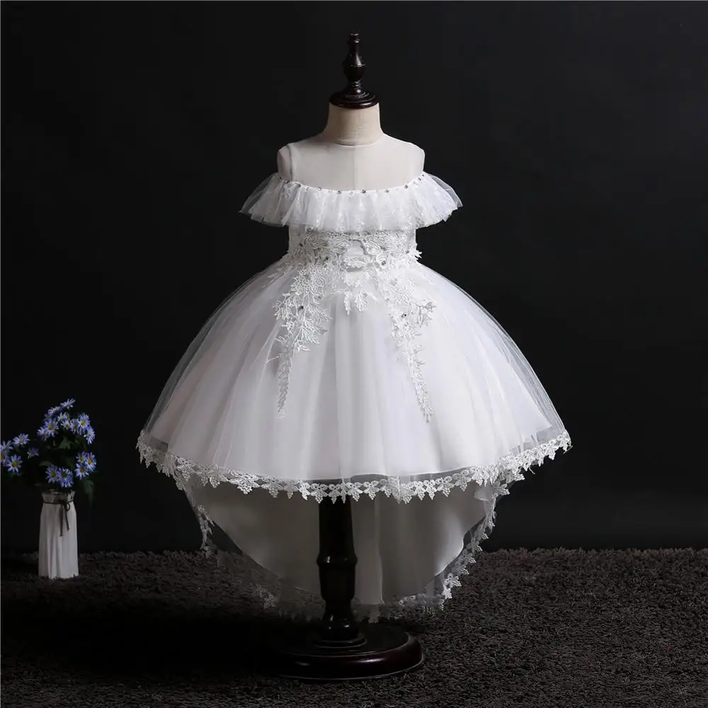 

Western style White Girl Wedding Dress Layered fluffy Princess Dress Stereo embroidery Birthday party dress for 10 years, N/a