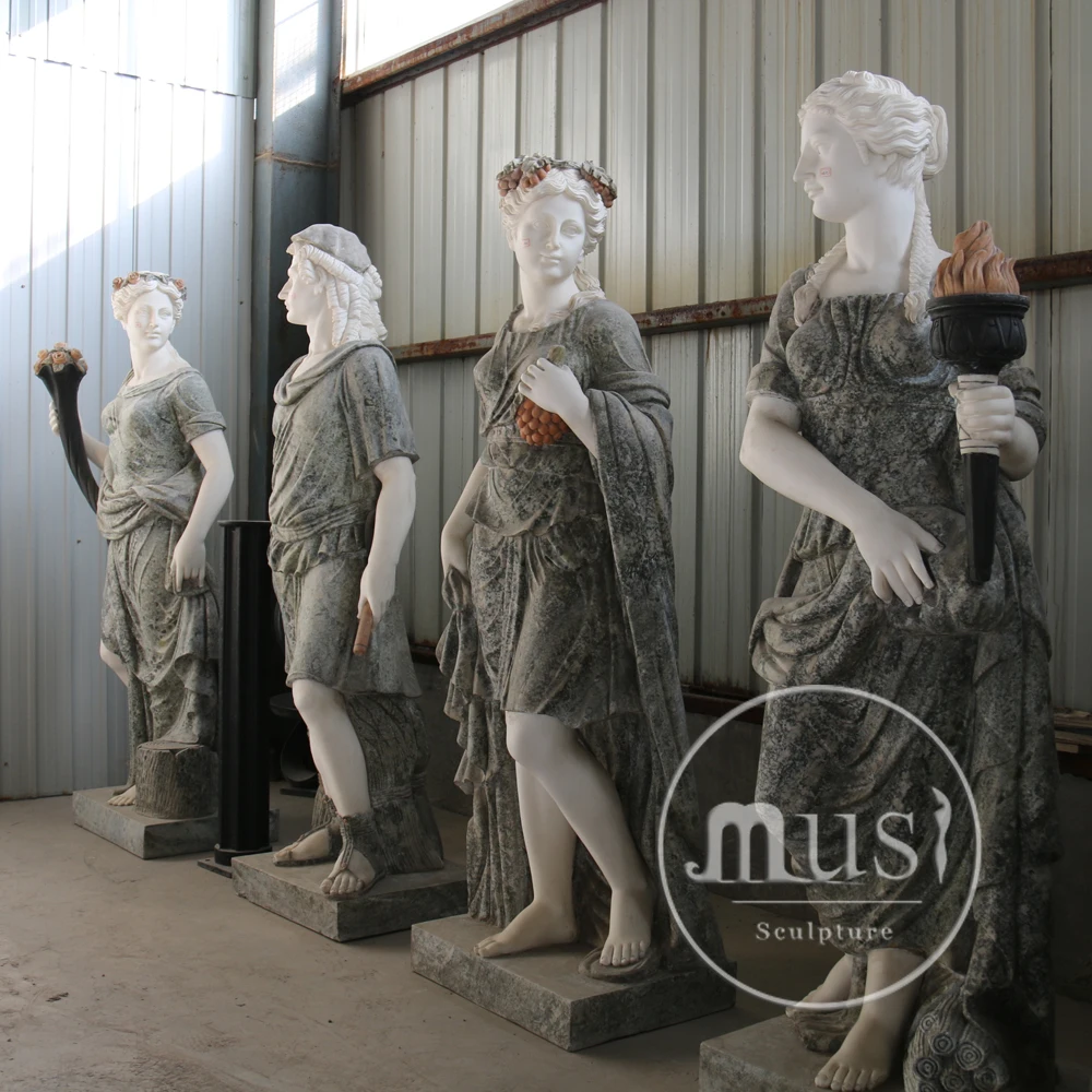 
Marble Large Outdoor White Four Season Ladies Sculptures 
