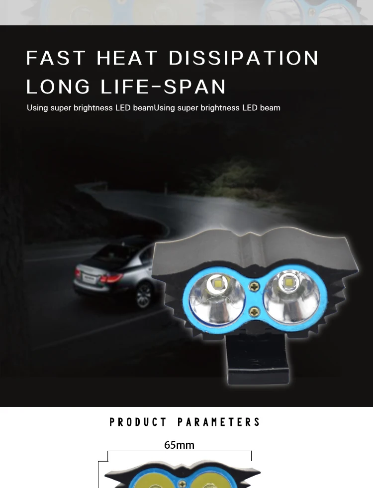 Luz led de trabajo de 20W, luz led de 12v para motocicleta, luz diurna led