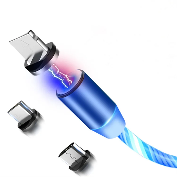 portable new design 3 in 1 led flow cable charging usb cable