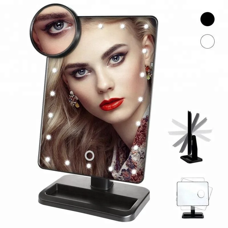 

Fashion Portable Rotatable Folding Table 20 LED Lamp Luminous Cosmetic Mirror, White/pink/black/gold