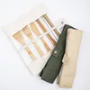 Cutlery Set Spoon Fork Chopstick Reusable Kitchen Utensil Natural With Cloth Bag Flatware Eco-friendly Travel Bamboo