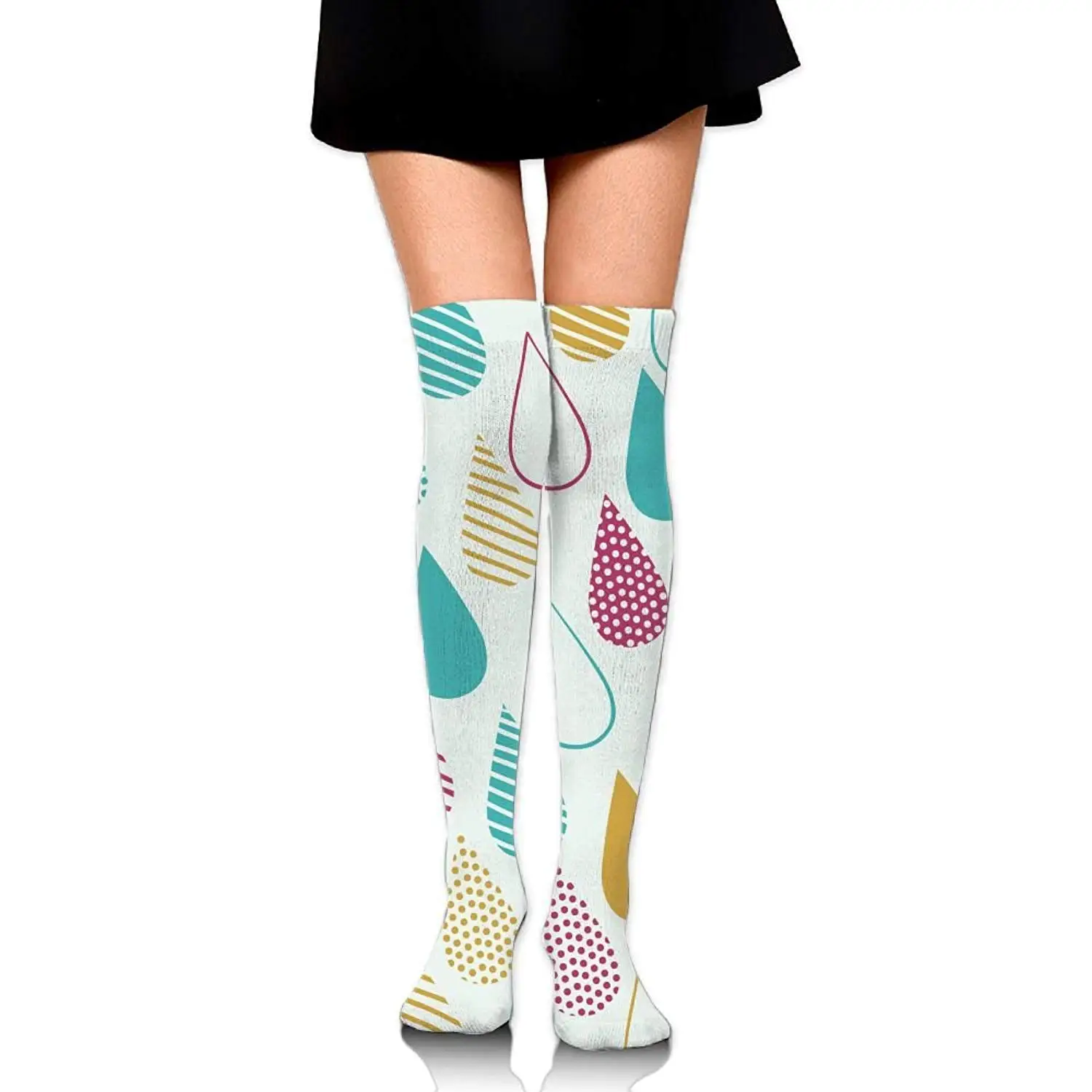 Zaqxsw Raindrop Women Retro Thigh High Socks Girls Socks For Womens