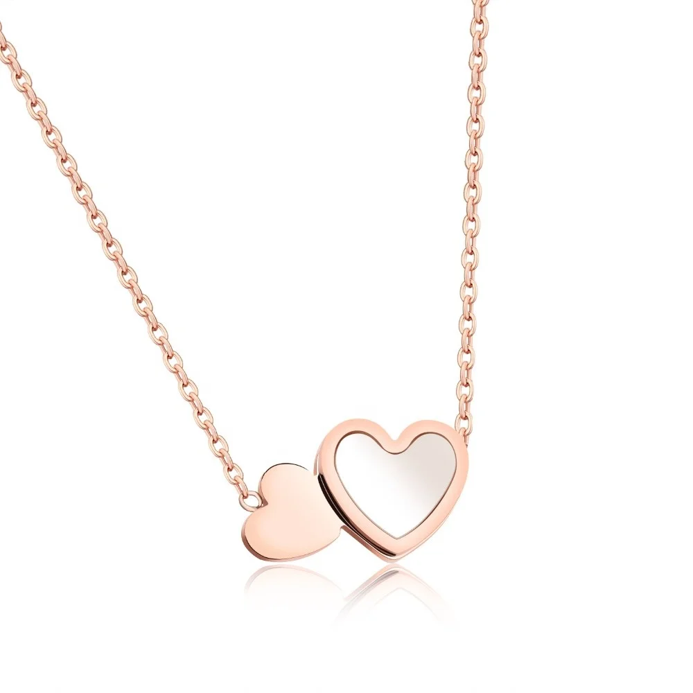 

Gorgeous 2019 Hot Sale Stainless Steel Link Chain Necklace Rose Gold Shell Heart Pendant Titanium Necklace Women Gift Wholesale