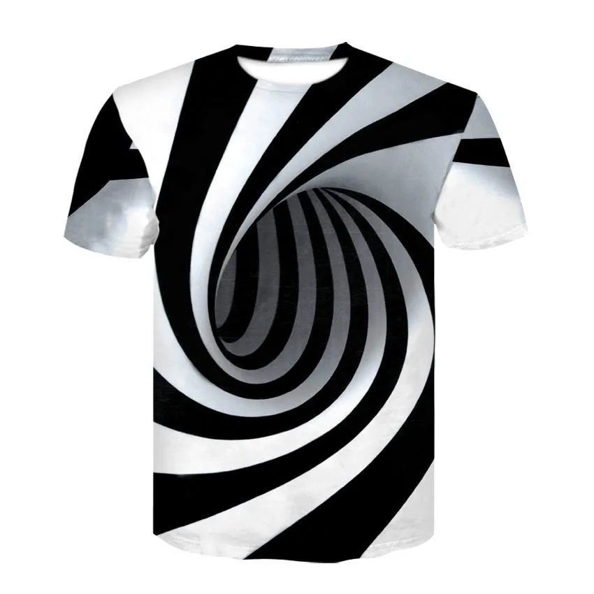 

Poresmax Brand T shirt 3D Men Women Fashion Print Black White Vertigo Hypnotic funny Camiseta Manga Corta, Custom design