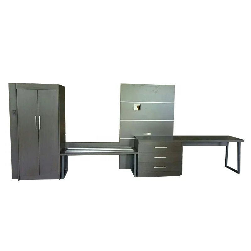 
desk with luggage bench wardrobe with 3 drawer for Hotel furniture sets 