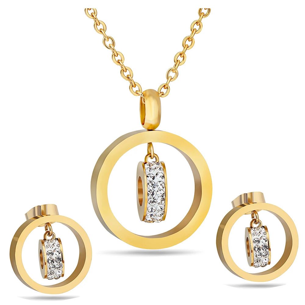 

Bicyclo Necklace & Earrings Stainless Steel Jewelry 18K Gold Jewelry Set