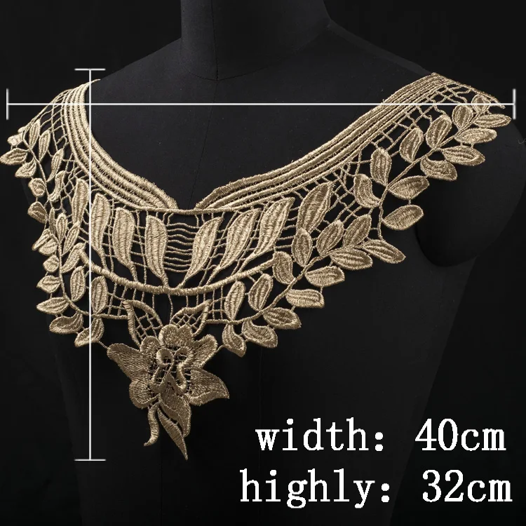 Guipure Lace Collar Gold Lace Applique Collar Costume Design Flower Lace Collar Jewelry Supply