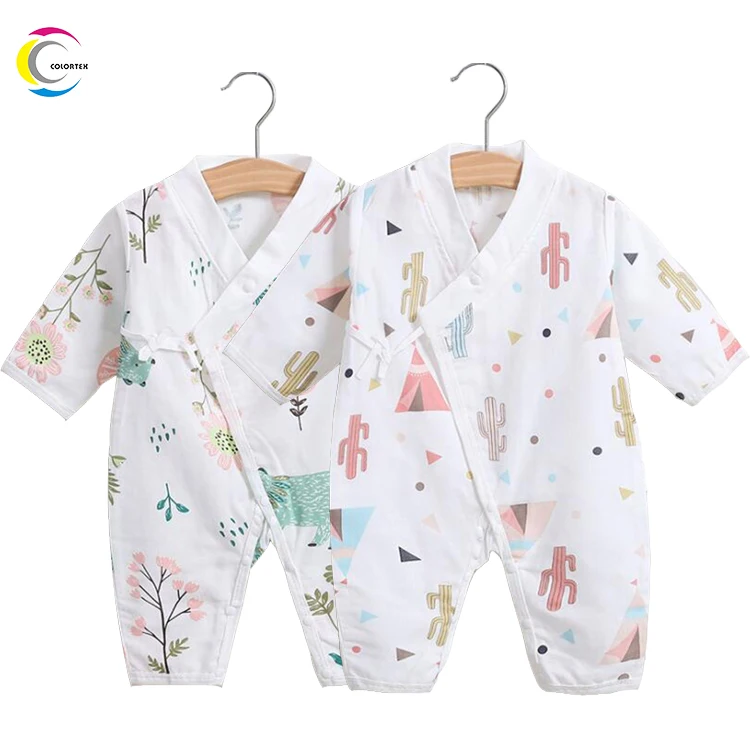 

Colortex 100% cotton muslin air condition lace-up newborn baby clothes baby romper baby sleepsuit one piece suit, Picture shows