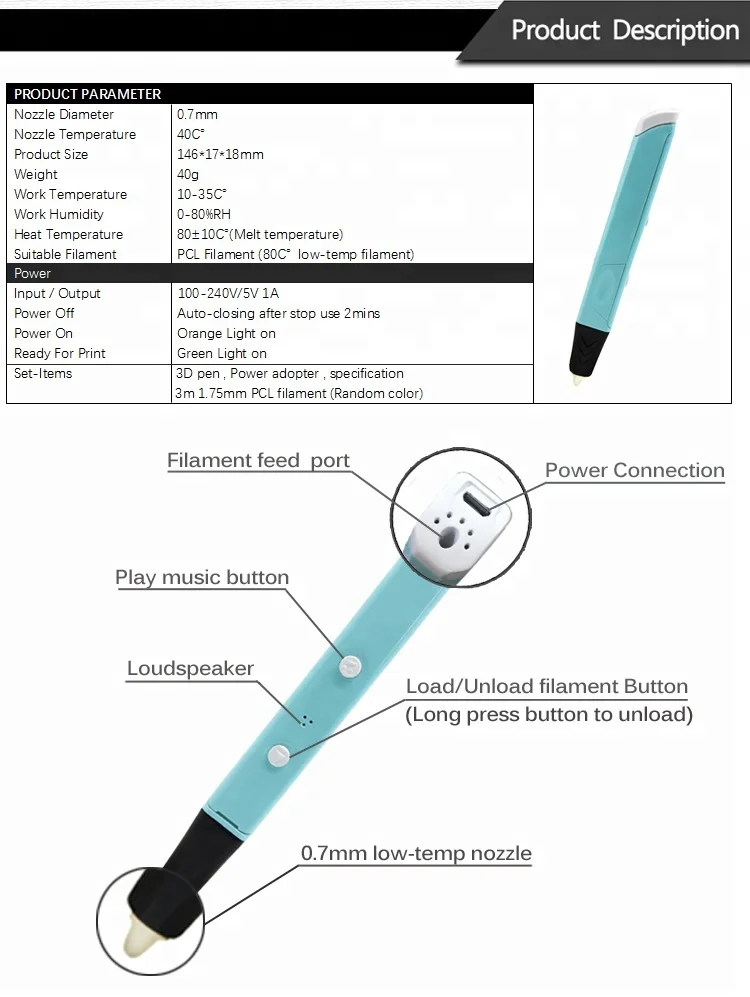 
new arrival 3D Printing Pen super low temperature 3d pen for kids drawing 