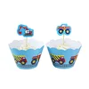 Birthday Party Thomas Train Cartoon Theme Decoration Cupcake Toppers+ Wrappers Party Pack for 12 Cupcakes
