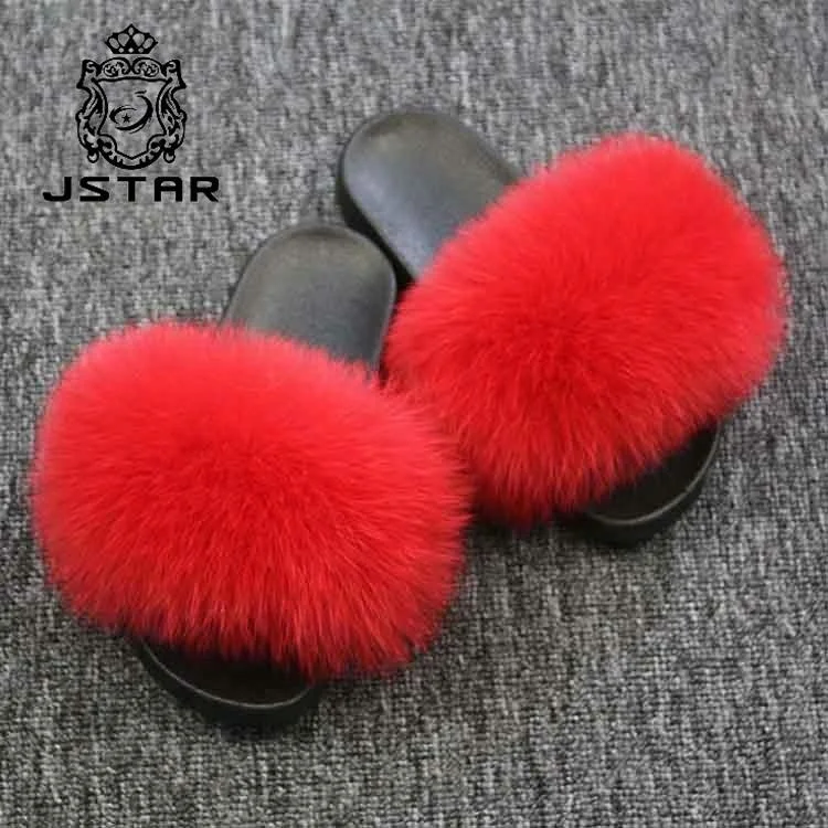 

2020 Best Choose Girl Beach Wholesale Big Fox Fur Slides Cheap Fox Fur Slides Sandals, As picturre,according to your needs