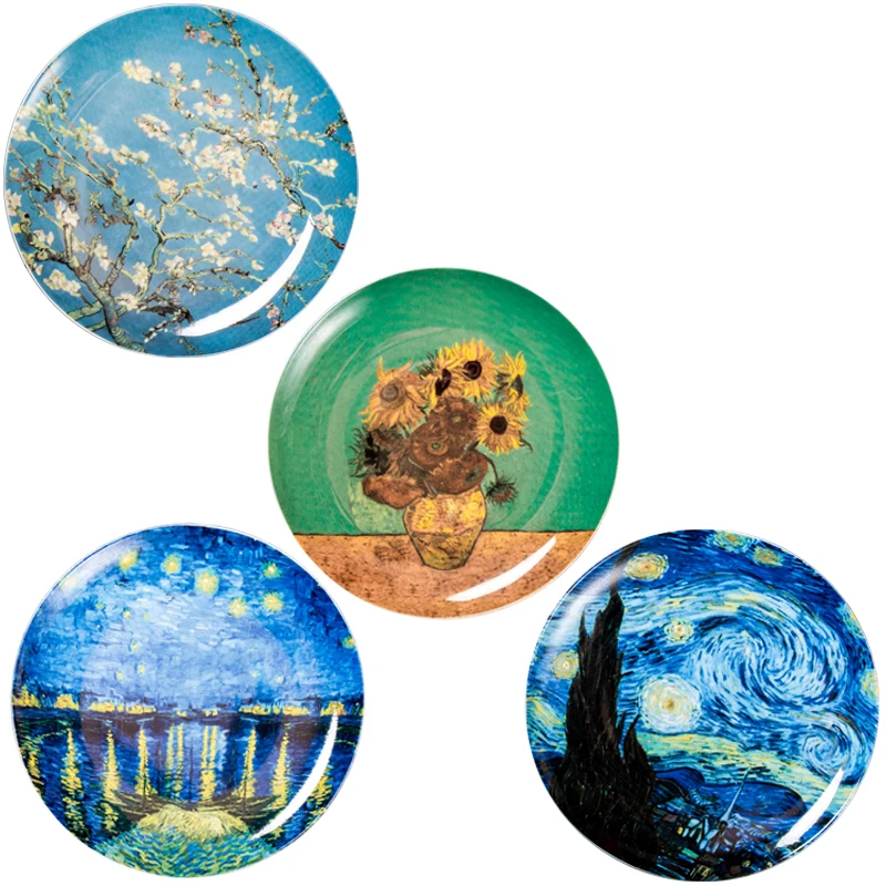 

High Quality Van Gogh Colorful Painting  Fine Bone China Dinner Plate
