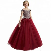 

Beads Sequins Girls Pageant Dresses 2018 Crystal Ball Gown Kids Formal Wear Flower Girls Dresses For Wedding