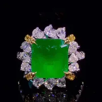 

royal luxury wedding gemstone diamond jewelry wholesale supplier 18k gold 4.25ct Colombia natural green emerald ring