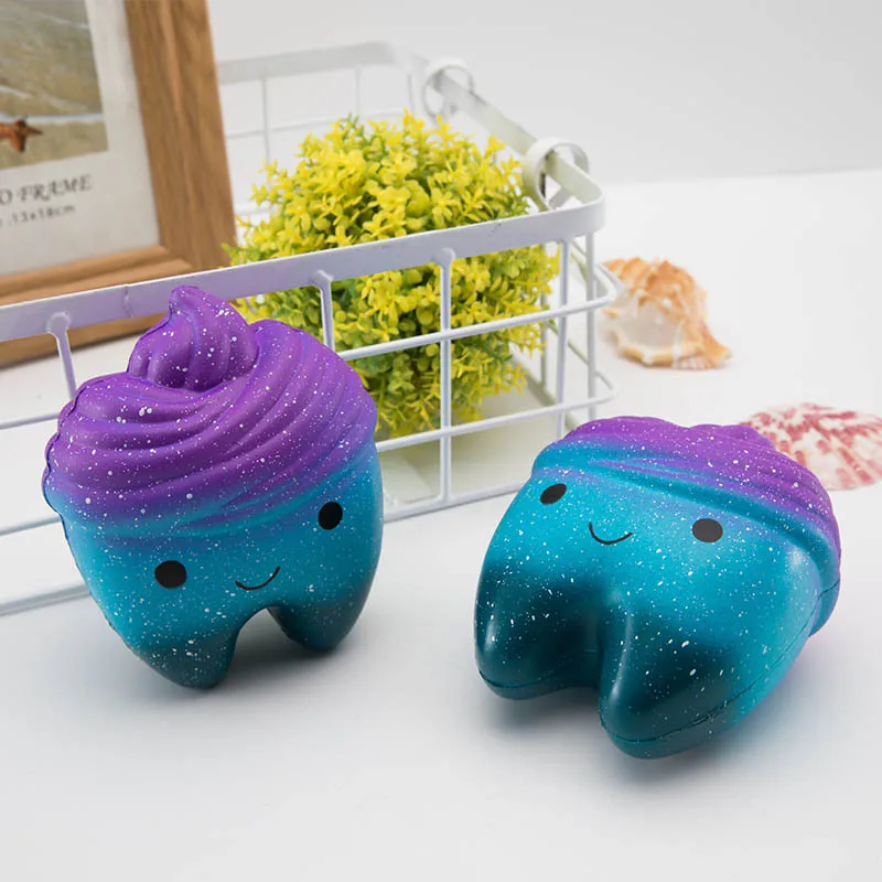 Factory Wholesale 2018 New Jumbo Squishy Cute Starry Teeth Soft PU Foam Slow Rising Stress Relief Toys Gifts
