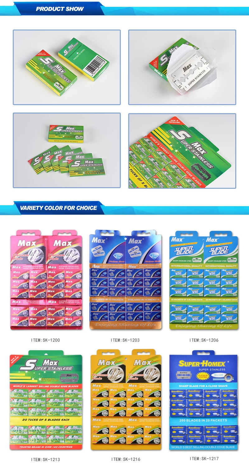 double edge brand name razor blades made by professional razor blade factory