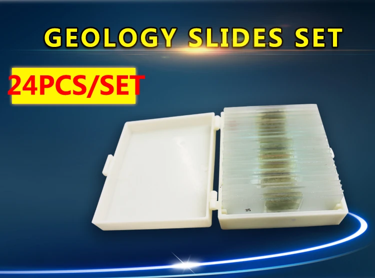 Fixed Items 24pieces Rock Specimen Geology Microscope Slides Set For