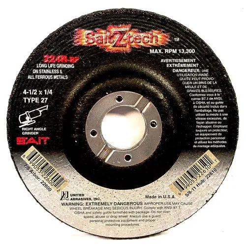 United Abrasives-SAIT 20072 Type 27 5-Inch x 1//4-Inch x 7//8-Inch A46N Aluminum Depressed Center Grinding Wheels 25-Pack