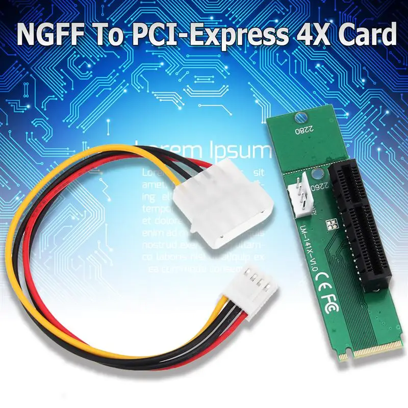 

4Pcs New NGFF To PCI Express 4x Slot Adapter M.2 Key to PCI-e x4 Interface Riser Card Adapter Extender Cable Converter Card
