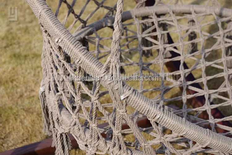 Outdoor wooden frame hammock with hanging basket chair