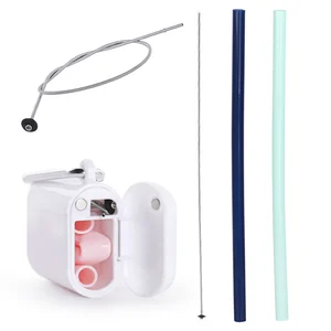 Image of BPA Free CoolFoldable Silicone Drinking Straw Collapsible Reusable Straw Wholesale