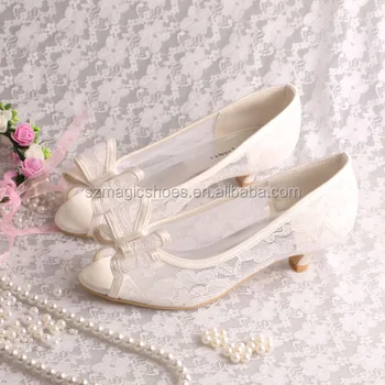 Bridal Low Heel Wedding Shoes Beige 