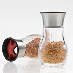 Image of Rotatable Screw Plastic Lid 4OZ Clear Glass Salt and Pepper Bottle Shaker Spice Containers