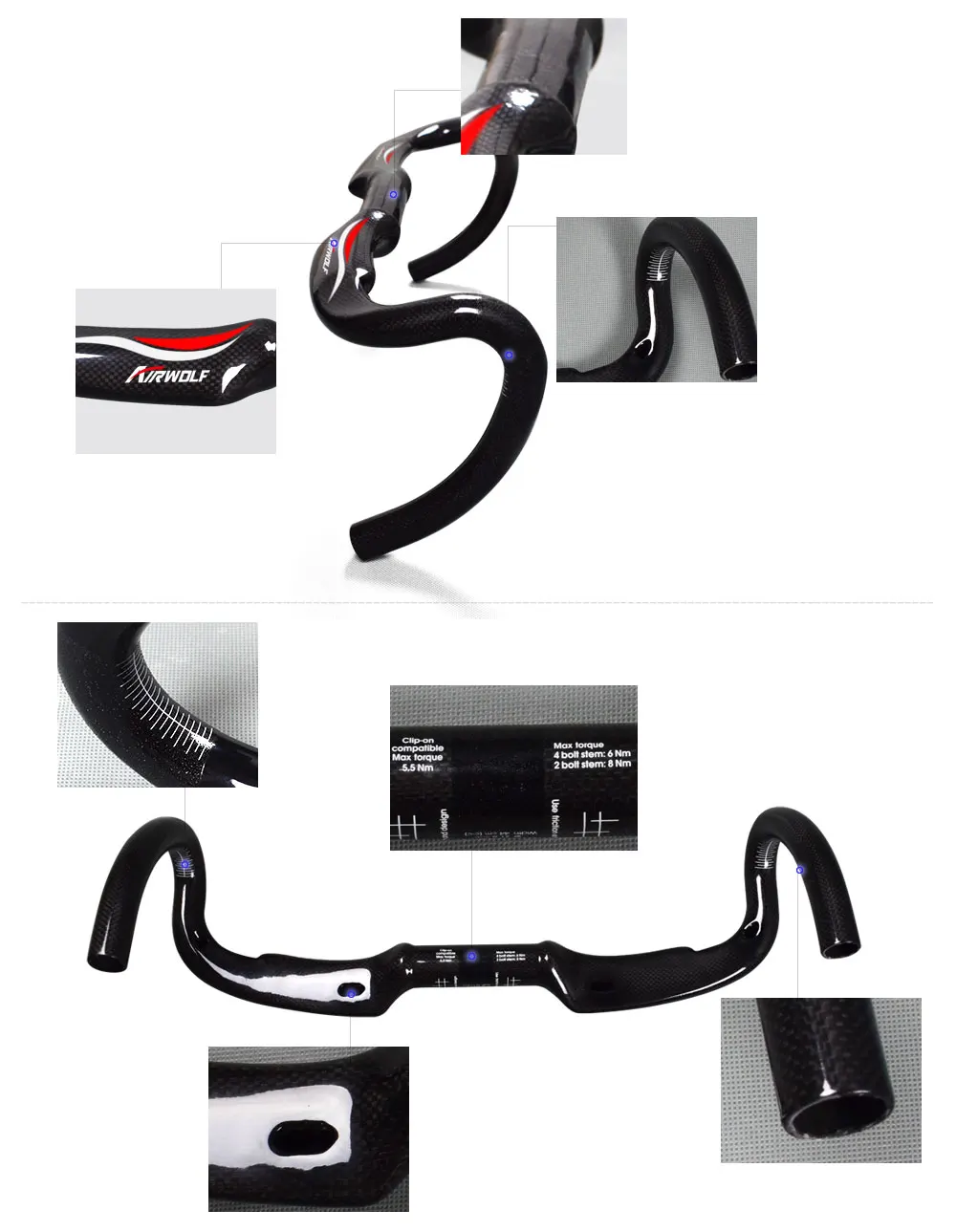 Chinese Carbon Handlebar Bicycle Ud Weave Carbon Handlebar Matte Or