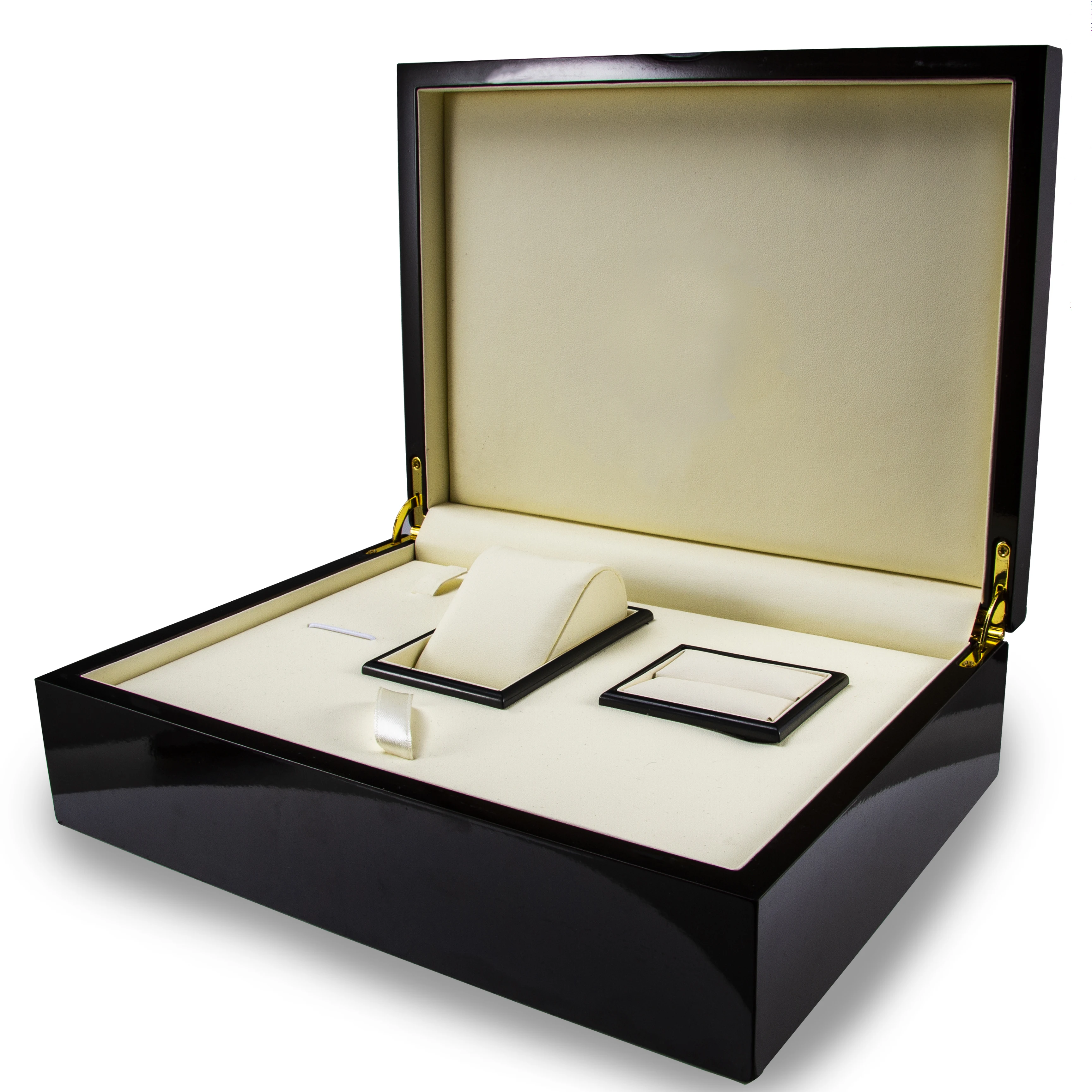 Portable Luxury Black Wooden Wrist Watch Accept  Customized  Packaging Display Box Case
