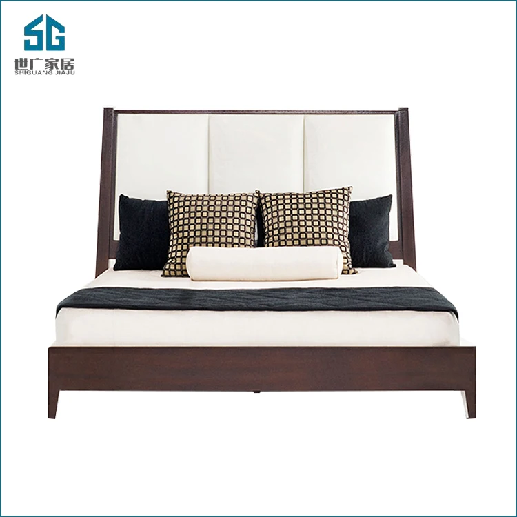 Modern bedroom furniture queen size double solid wood frame bed