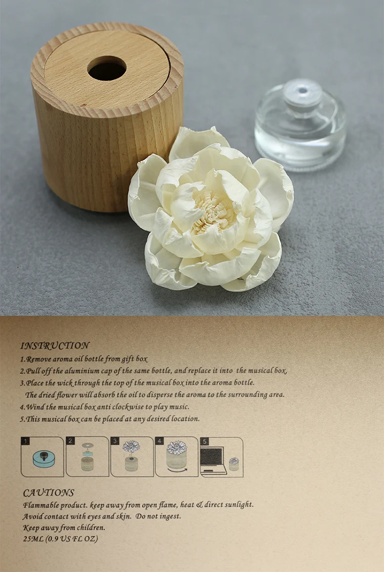 Round Shape Best Luxury Wood Natural Material Music Aroma Reed Diffuser Glass Bottle