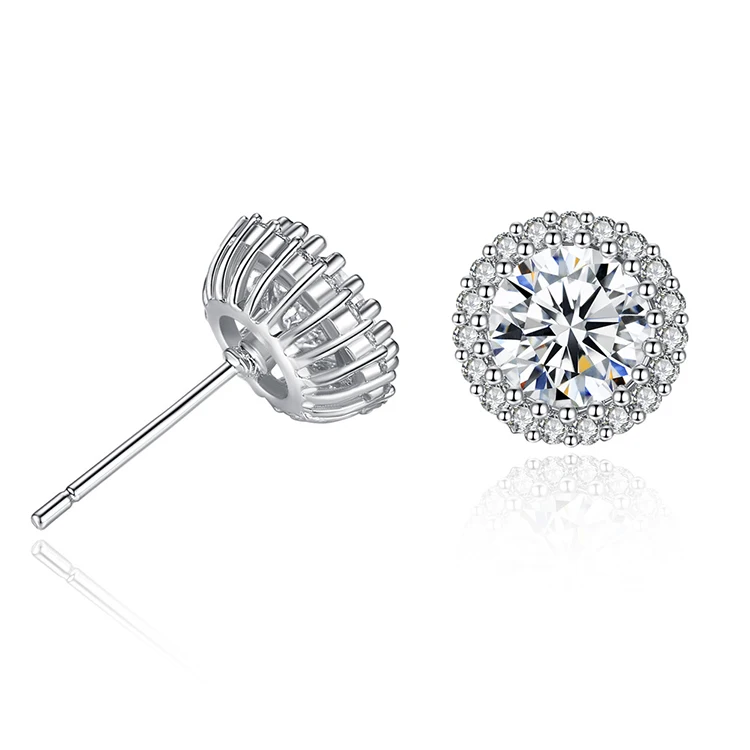 

Simple Silver Color Round Shape AAA Zircon Stud Earrings For Women Wedding Elegant Crystal Earrings Jewelry (KER122), Same as the picture
