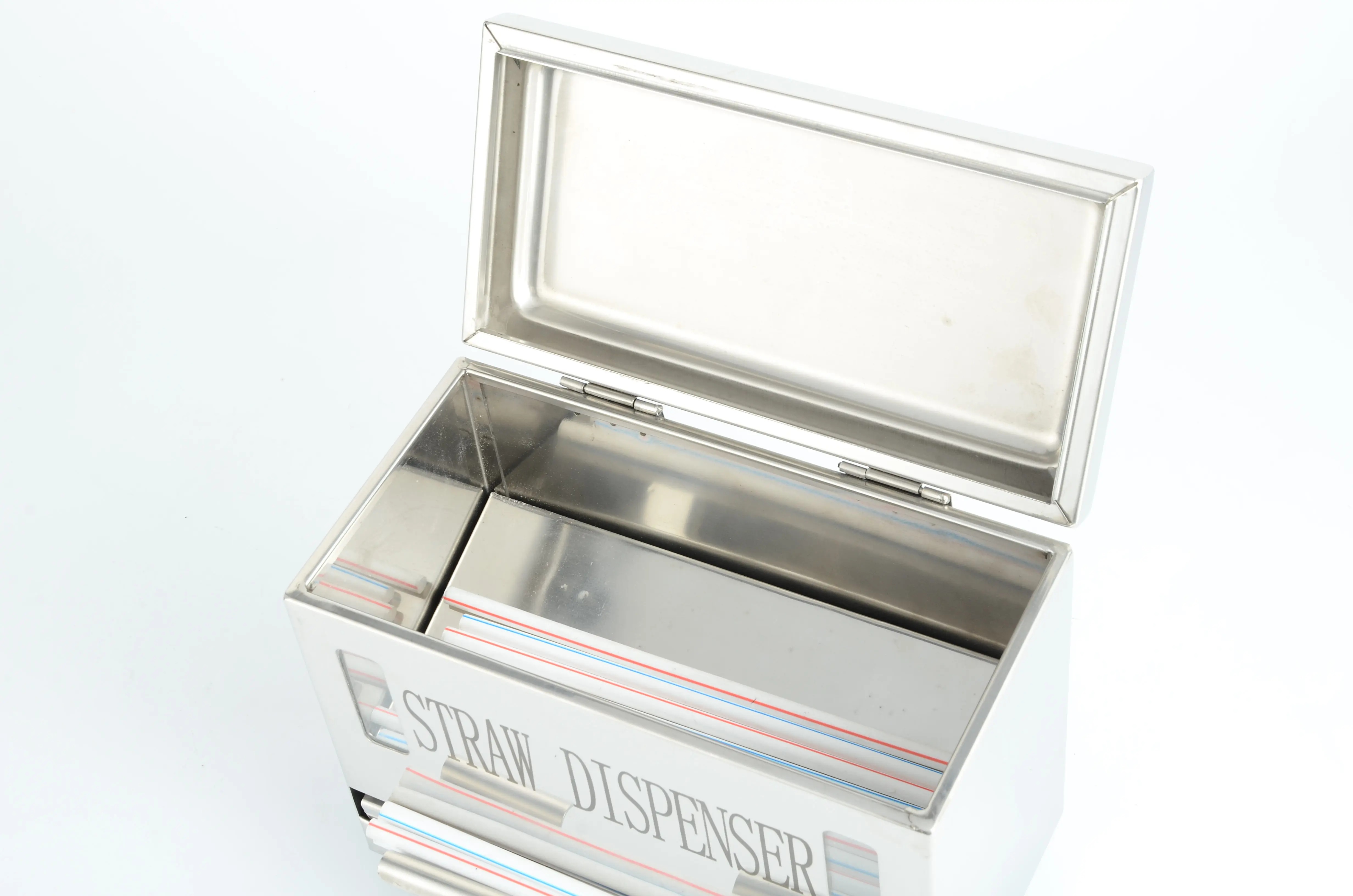Restaurant Flatware Stainless Steel Straw Holders Box Metal Drinking