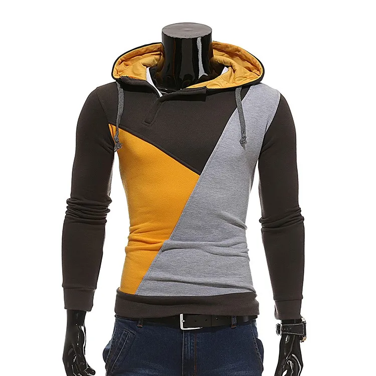 

Stock Promotion Color Stitching Men Fleece Pullover Hoodie, Request