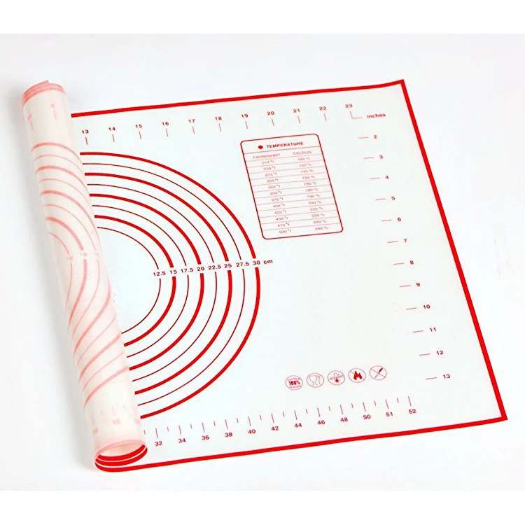 

Food Grade Silicone Pastry Mat Nonstcik Silicone Cutting Mat with Measurements, Red ,black