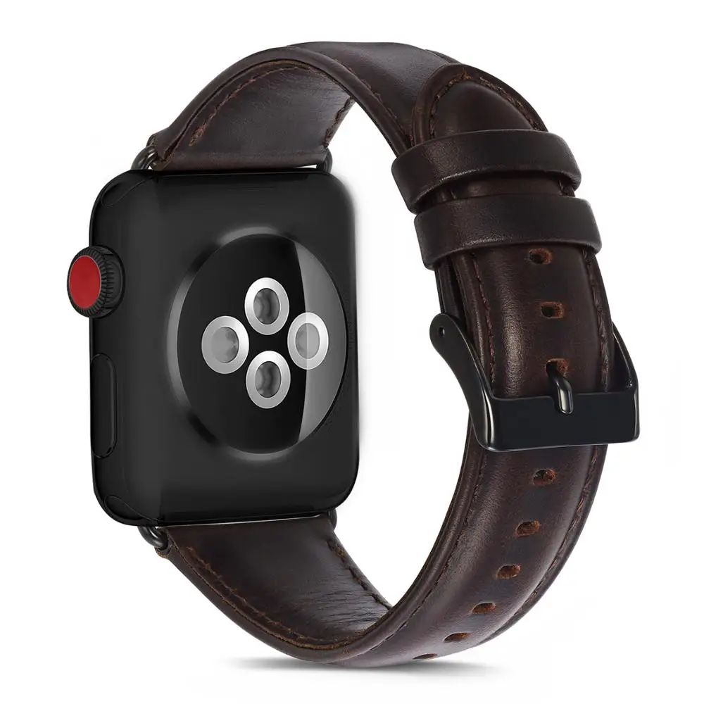 

Amazon Hot Selling For Apple Watch Crazy Horse Genuine Leather Watch Strap Band with Adapter, Various