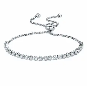 Fashion 3mm round CZ crystal adjustable tennis bracelet women