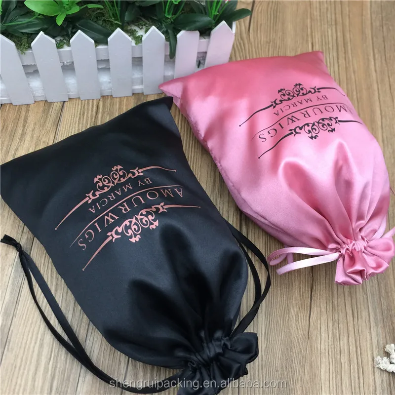 Custom Satin Silk Bag For Hair Bundles/braided Wigs,Satin Virgin Hair