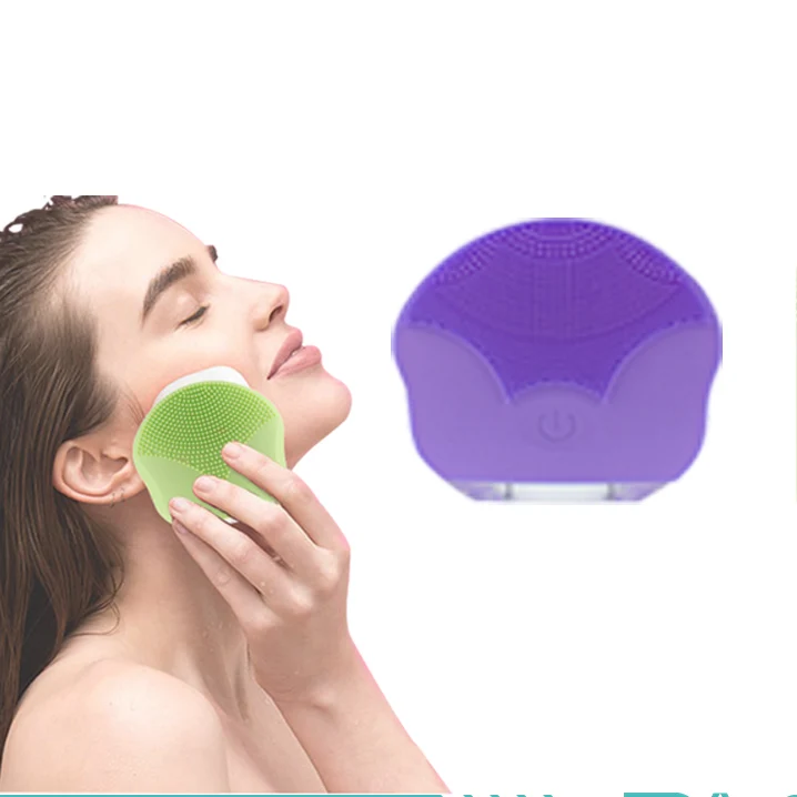 

wholesale waterproof sonic cleaning tools high end silicone electric facial cleansing brush for Gift, Green, customizable