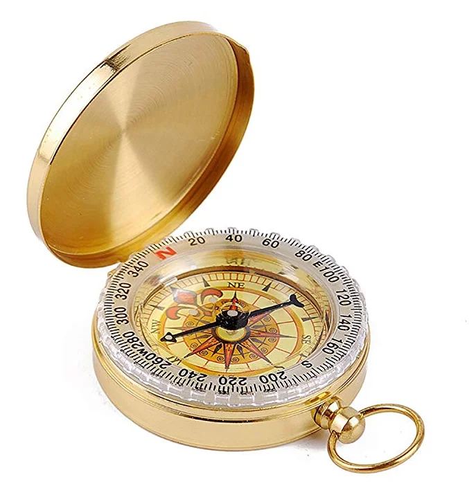 

Premium Portable Waterproof Luminous Camping Survival Compass Brass Glow in the Dark