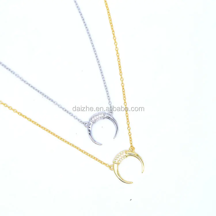 

2017 New design 925silver moon shape gold necklace designs